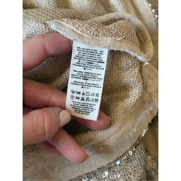 FREE PEOPLE Champagne Dreams Sequin Oversized Crop Top size M Gold - Picture 8 of 10